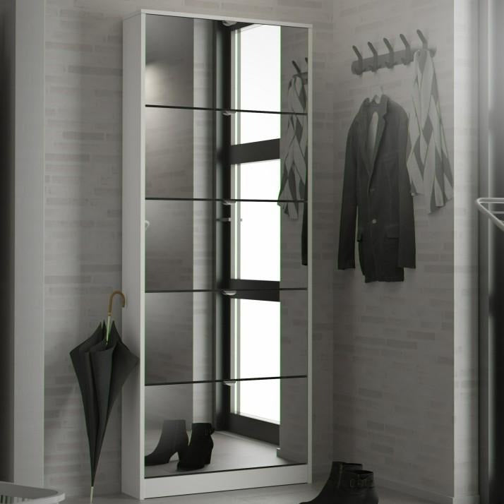 Shoes Shoe cabinet 5 Mirror tilting Doors in White