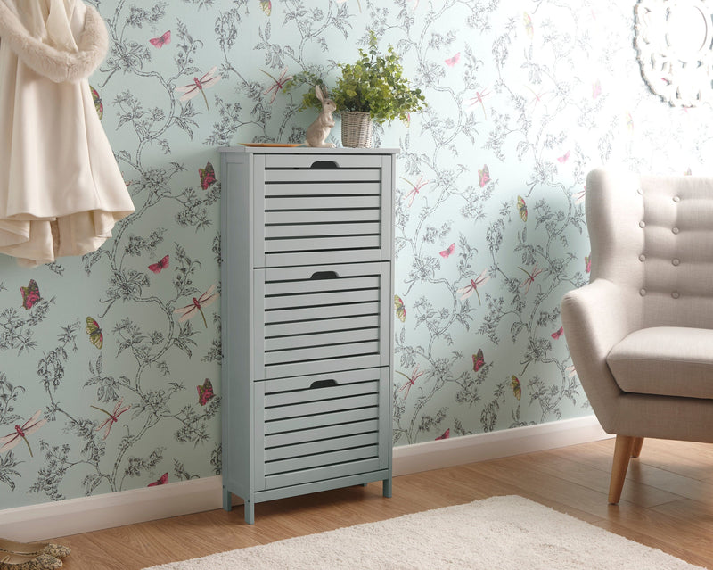 Bergen Three Tier Shoe Cabinet Grey