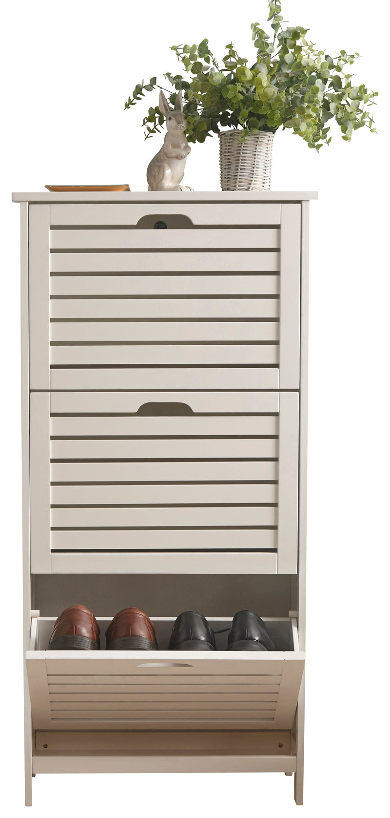 Bergen Three Tier Shoe Cabinet White