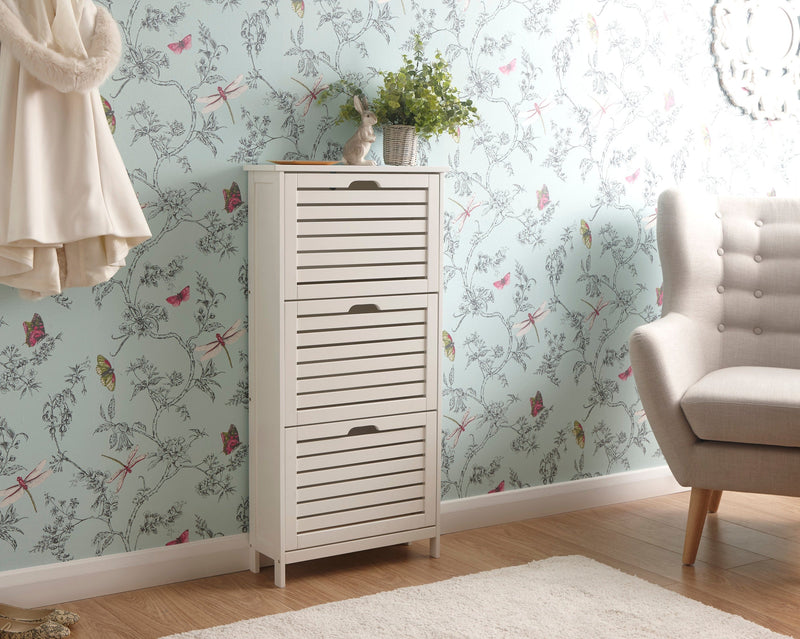 Bergen Three Tier Shoe Cabinet White