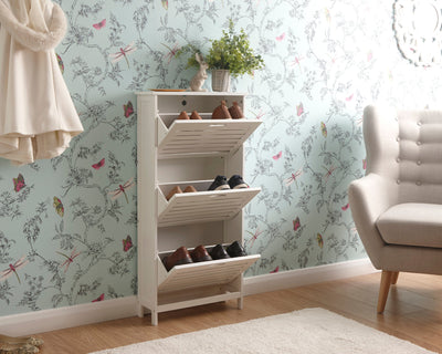 Bergen Three Tier Shoe Cabinet White