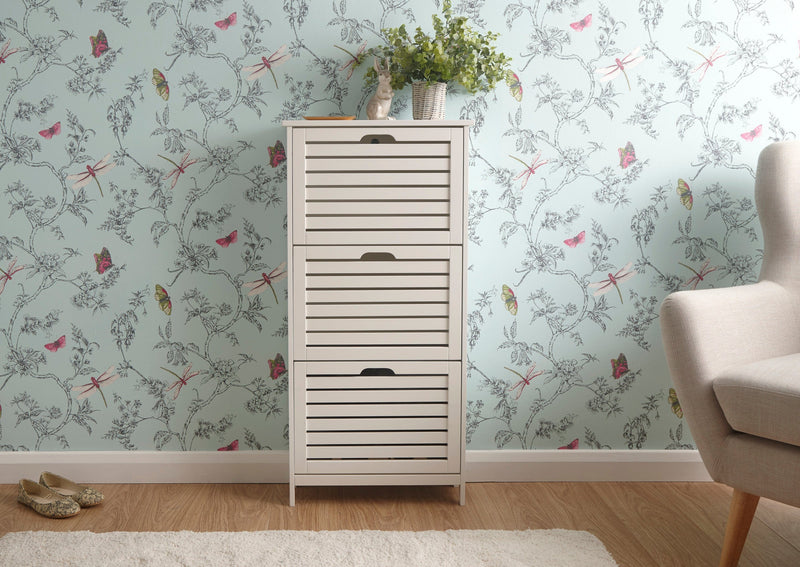 Bergen Three Tier Shoe Cabinet White