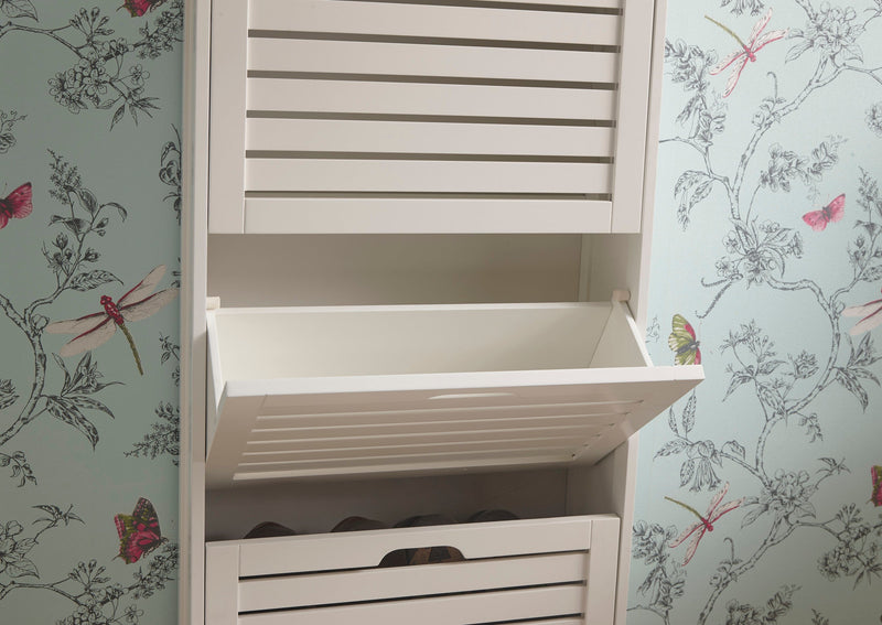 Bergen Three Tier Shoe Cabinet White