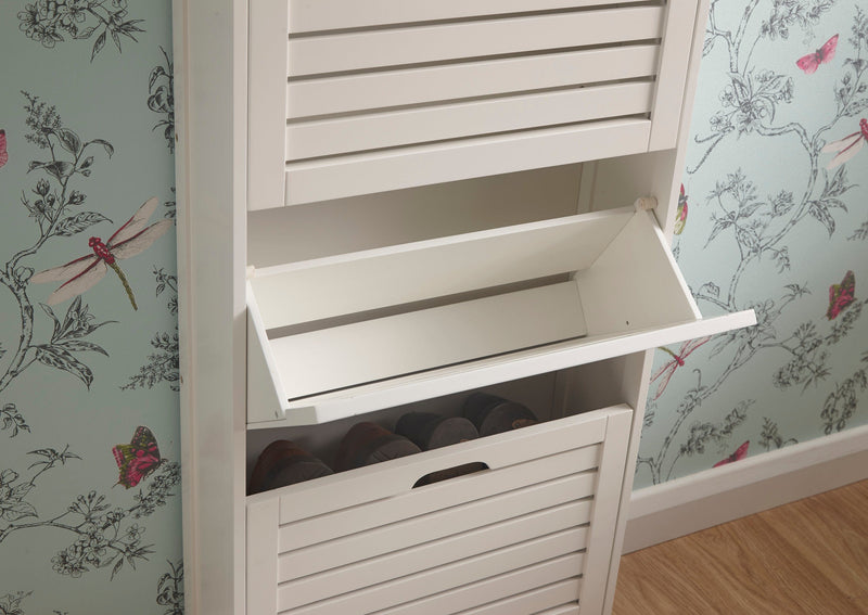 Bergen Three Tier Shoe Cabinet White