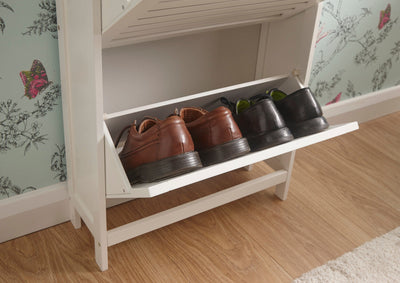 Bergen Three Tier Shoe Cabinet White