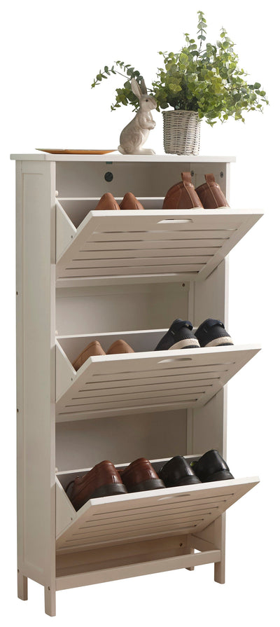 Bergen Three Tier Shoe Cabinet White