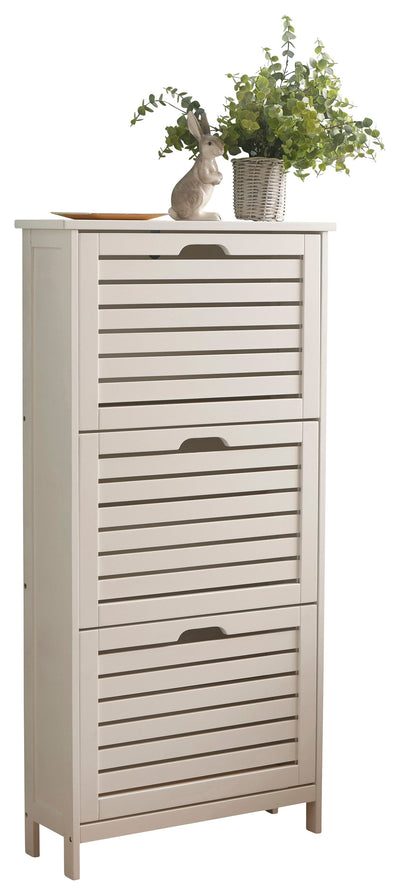 Bergen Three Tier Shoe Cabinet White