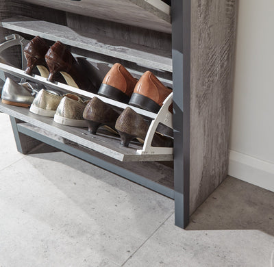 Boston 2 Tier 1 Drawer Shoe Cabinet Grey