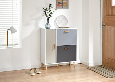 Delta Shoe Cabinet White/Grey Multi