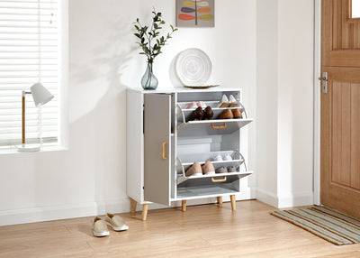 Delta Shoe Cabinet White/Grey Multi