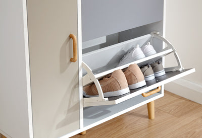 Delta Shoe Cabinet White/Grey Multi