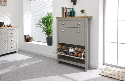 Lancaster 2Dr 1Drw Shoe Cabinet Grey