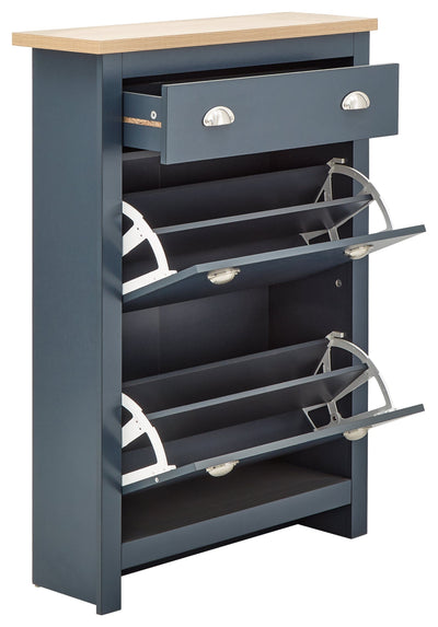 Lancaster 2Dr 1Drw Shoe Cabinet Slate Blue