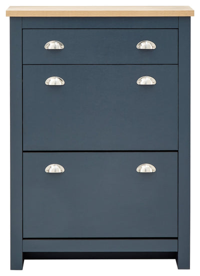 Lancaster 2Dr 1Drw Shoe Cabinet Slate Blue