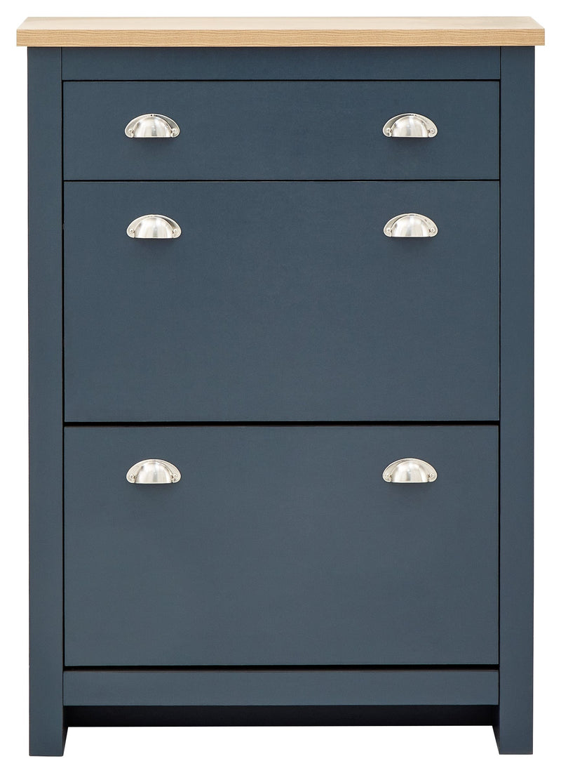 Lancaster 2Dr 1Drw Shoe Cabinet Slate Blue