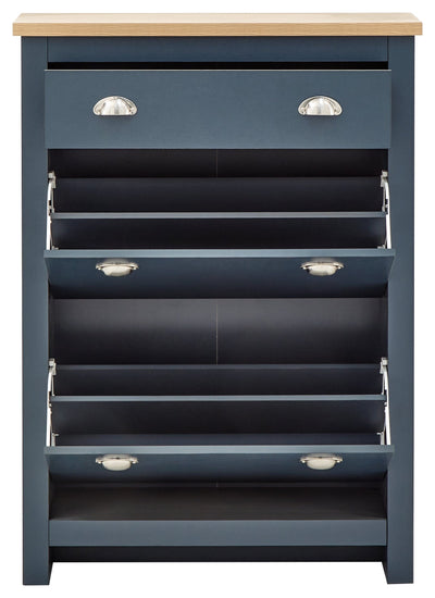 Lancaster 2Dr 1Drw Shoe Cabinet Slate Blue