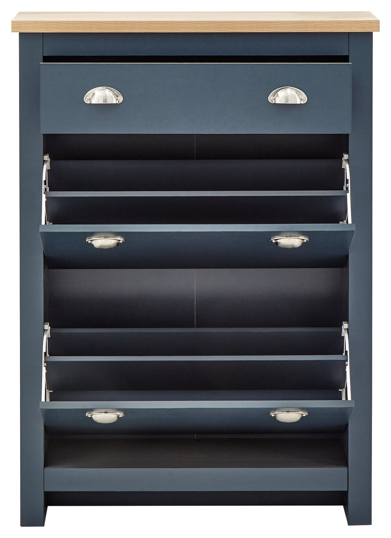 Lancaster 2Dr 1Drw Shoe Cabinet Slate Blue