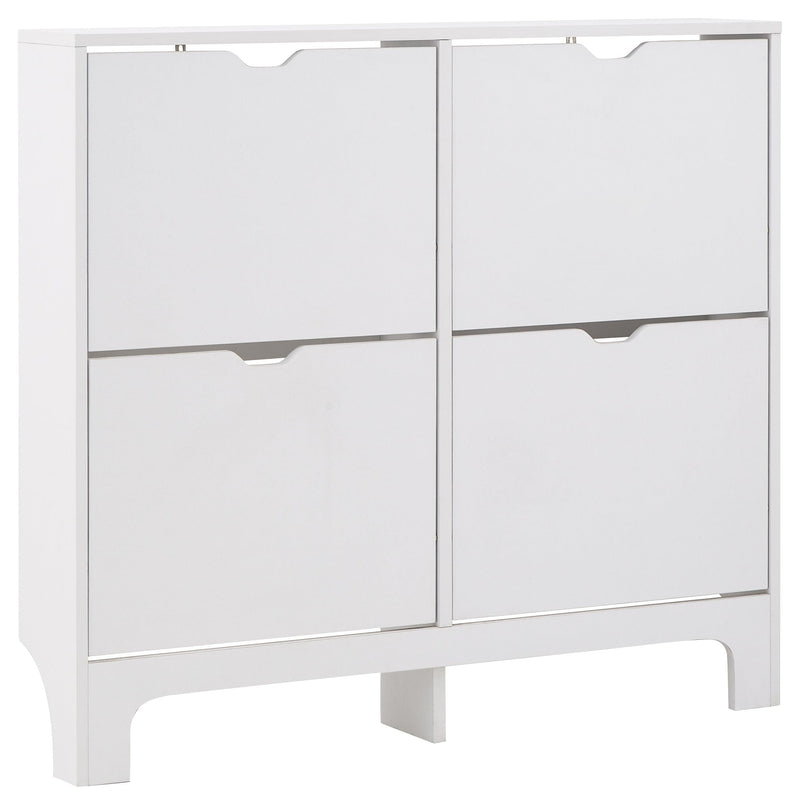 Narrow 4 Drawer Shoe Cabinet White