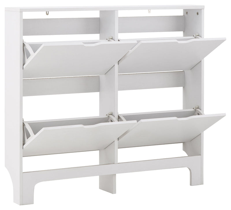 Narrow 4 Drawer Shoe Cabinet White