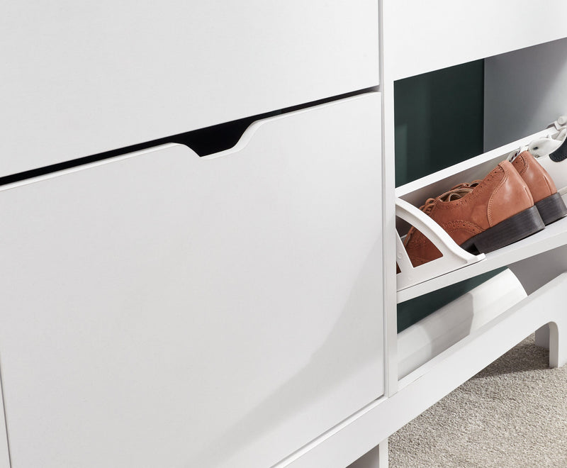 Narrow 4 Drawer Shoe Cabinet White