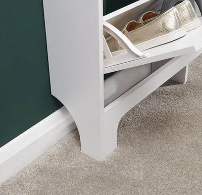 Narrow 4 Drawer Shoe Cabinet White