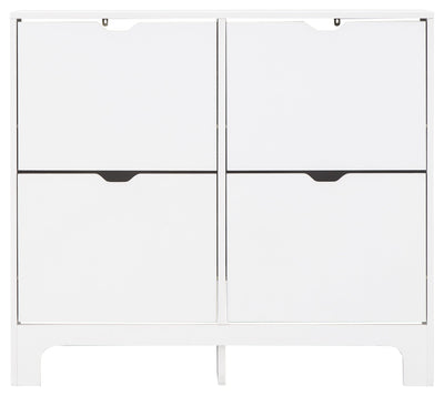 Narrow 4 Drawer Shoe Cabinet White