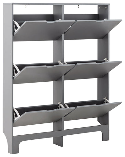 Narrow 6 Drawer Shoe Cabinet Grey