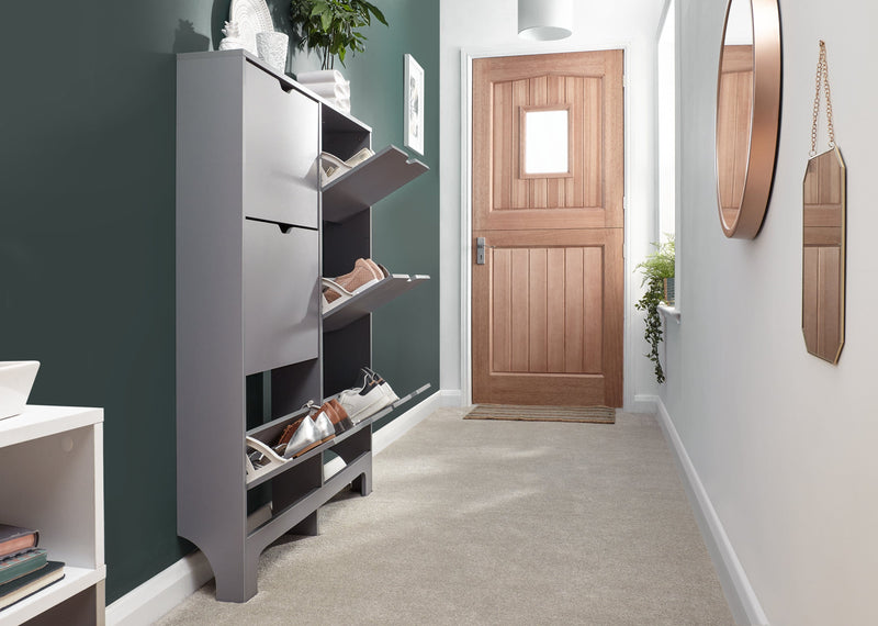 Narrow 6 Drawer Shoe Cabinet Grey