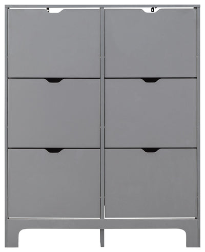 Narrow 6 Drawer Shoe Cabinet Grey