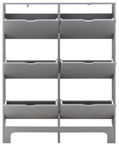 Narrow 6 Drawer Shoe Cabinet Grey