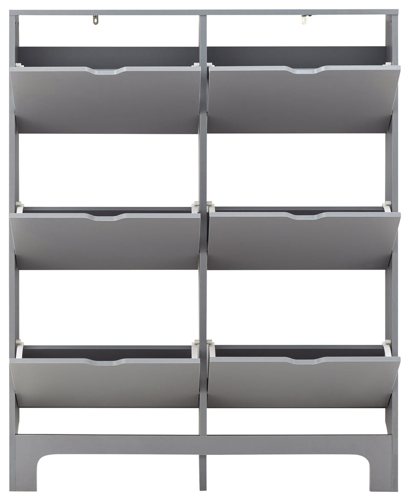 Narrow 6 Drawer Shoe Cabinet Grey