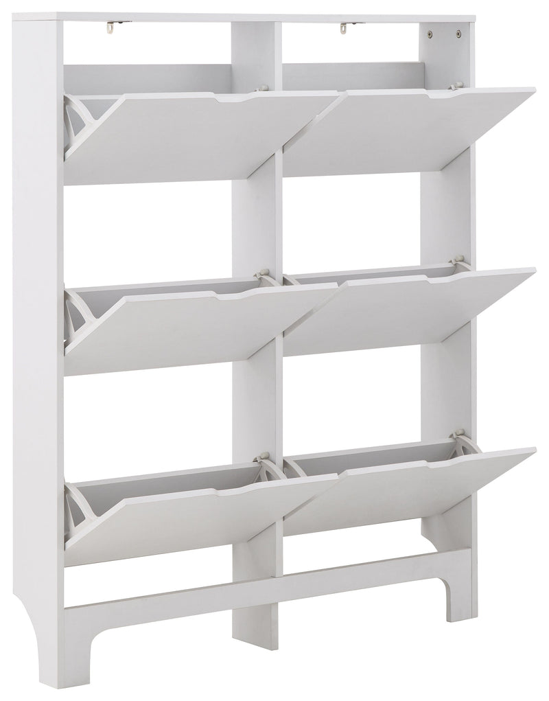 Narrow 6 Drawer Shoe Cabinet White