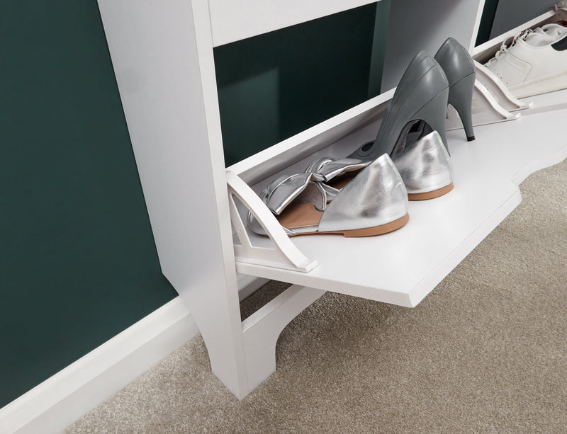 Narrow 6 Drawer Shoe Cabinet White