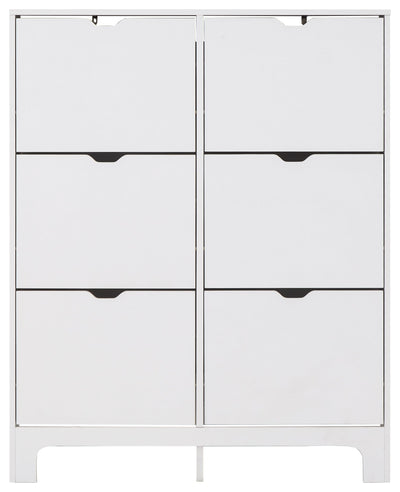 Narrow 6 Drawer Shoe Cabinet White