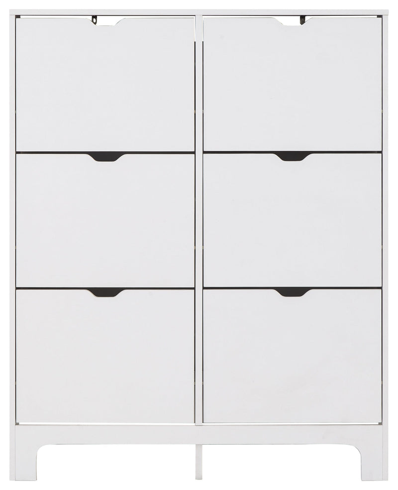 Narrow 6 Drawer Shoe Cabinet White