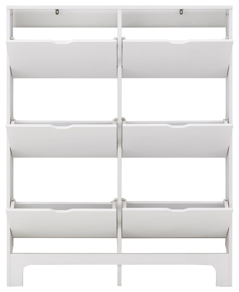 Narrow 6 Drawer Shoe Cabinet White