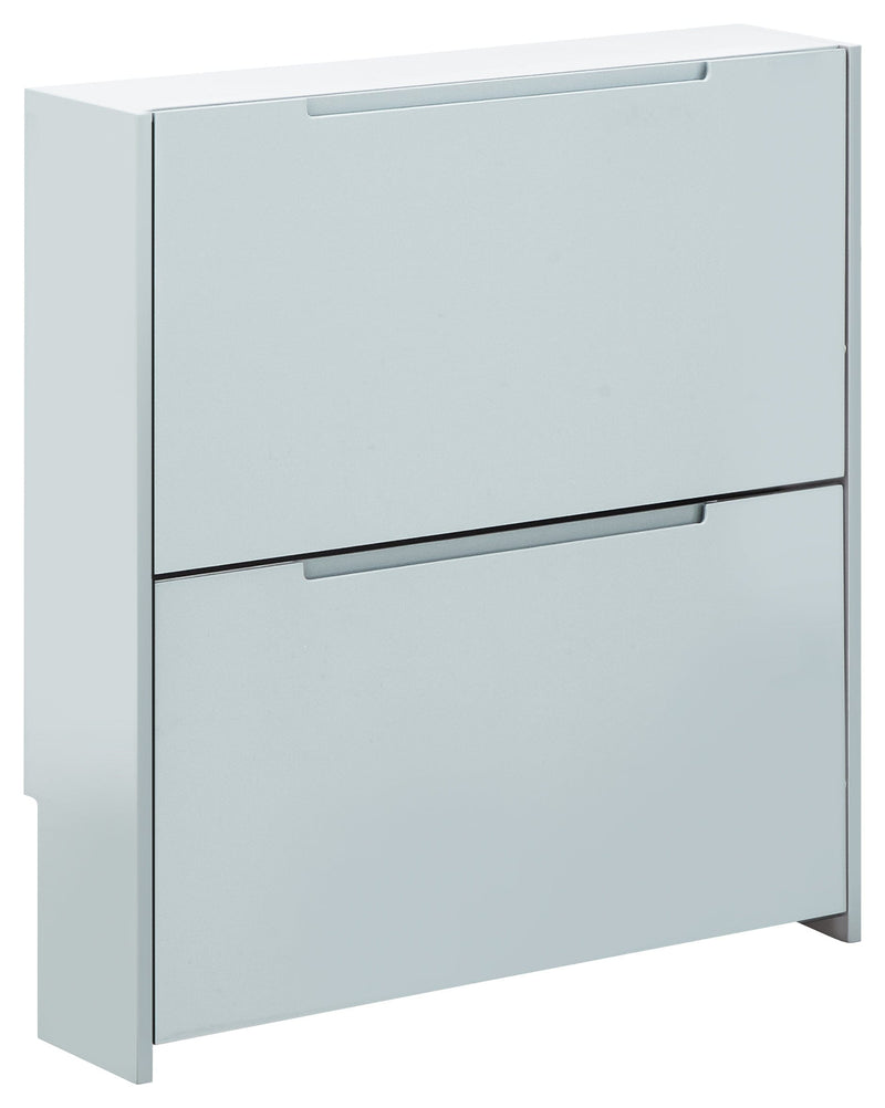 Narrow High Gloss 2 Tier Shoe Cabinet Grey