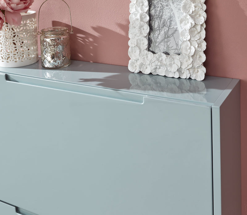 Narrow High Gloss 2 Tier Shoe Cabinet Grey