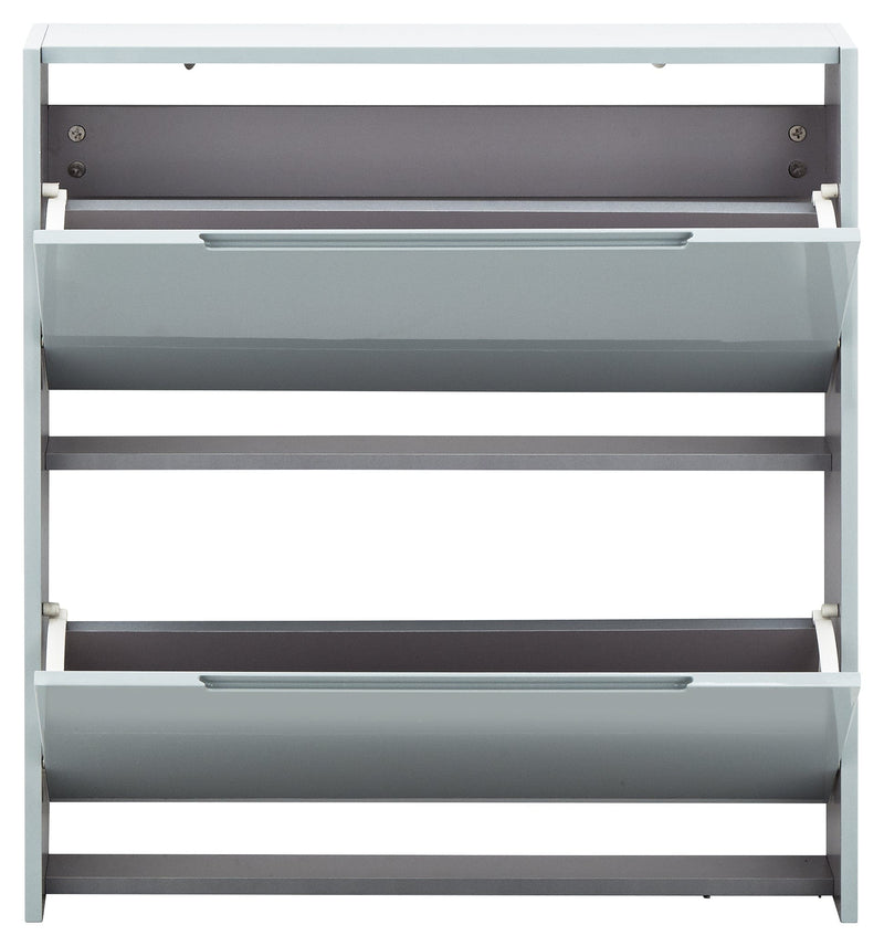 Narrow High Gloss 2 Tier Shoe Cabinet Grey