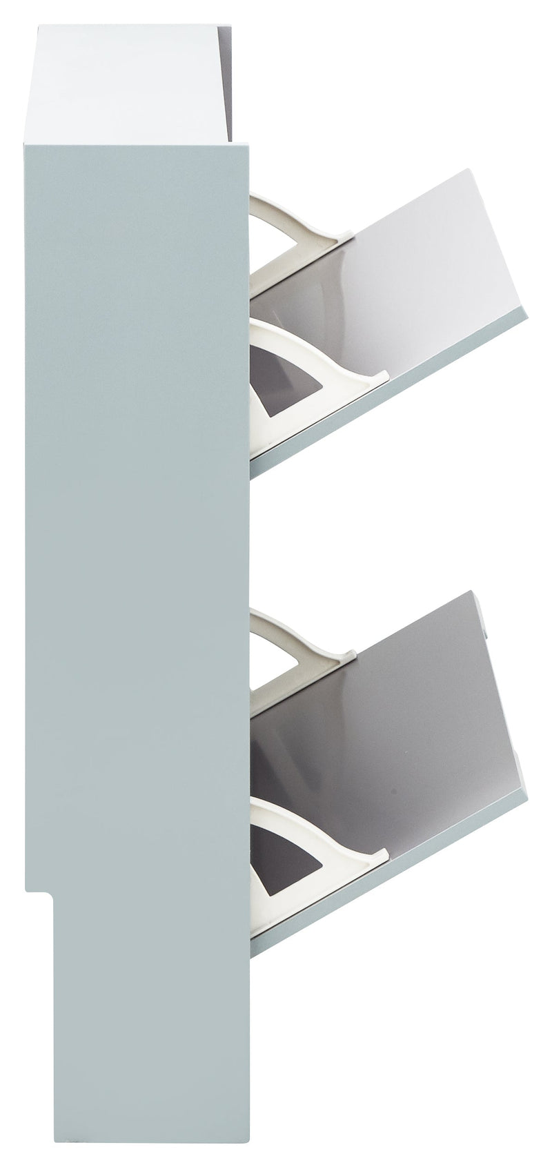 Narrow High Gloss 2 Tier Shoe Cabinet Grey