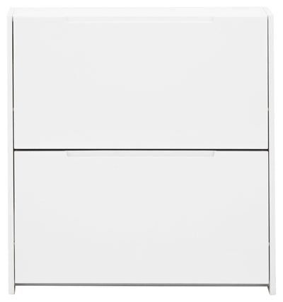 Narrow High Gloss 2 Tier Shoe Cabinet White