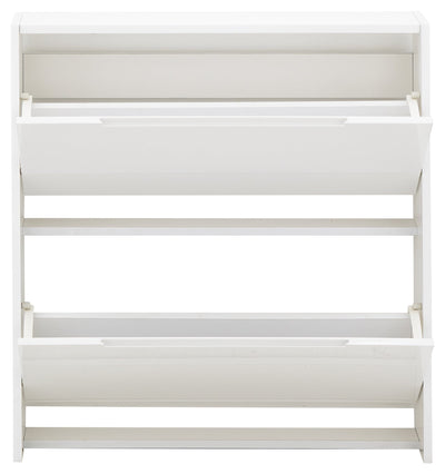 Narrow High Gloss 2 Tier Shoe Cabinet White