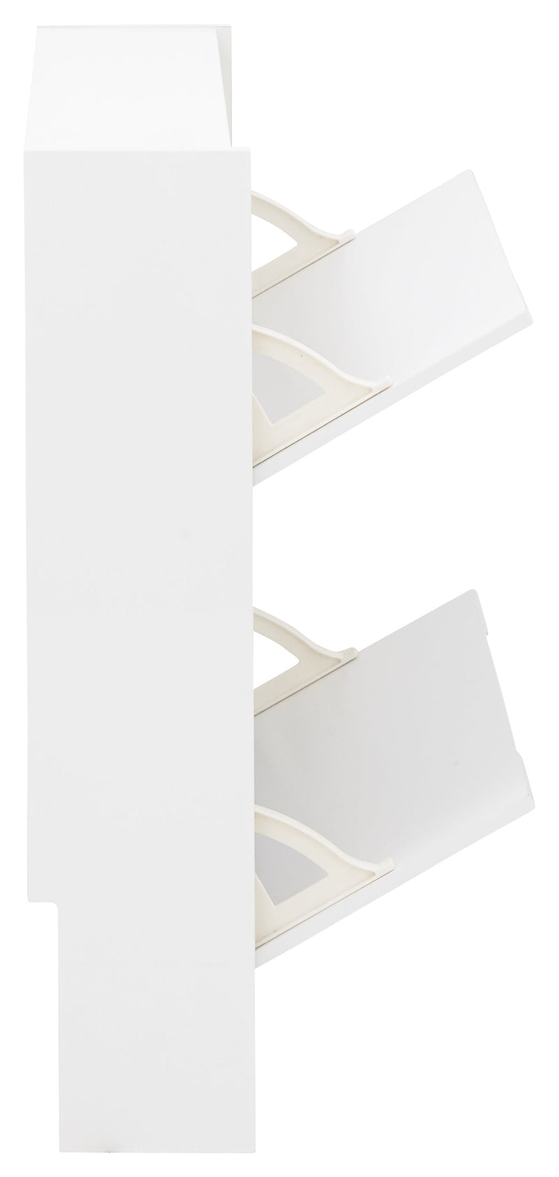 Narrow High Gloss 2 Tier Shoe Cabinet White