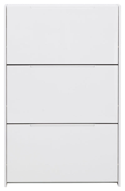 Narrow High Gloss 3 Tier Shoe Cabinet White