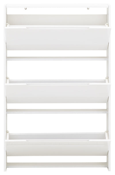 Narrow High Gloss 3 Tier Shoe Cabinet White