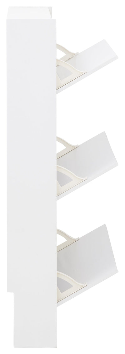 Narrow High Gloss 3 Tier Shoe Cabinet White