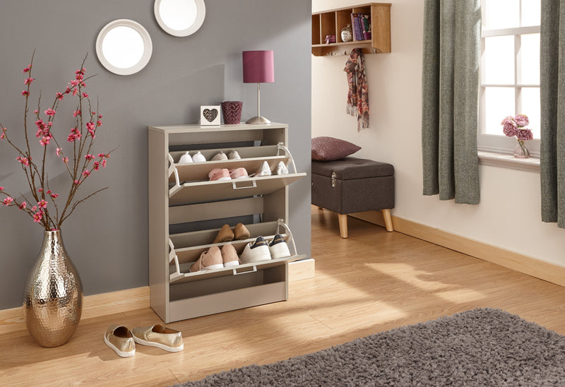 Stirling Two Tier Shoe Cabinet Grey