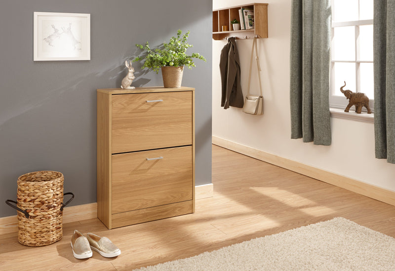 Stirling Two Tier Shoe Cabinet Oak