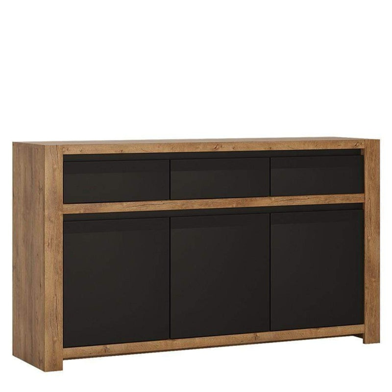 Havana 3 door 3 drawer sideboard Lefkas Oak with matte black fronts