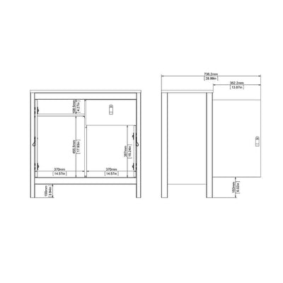 Madrid Sideboard 2 Doors + 1 Drawer In White